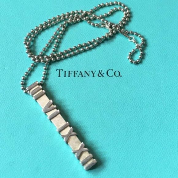 LIKE NEW!! Gorgeous Authentic Tiffany Sterling Silver Atlas Bar Necklace - Picture 1 of 5